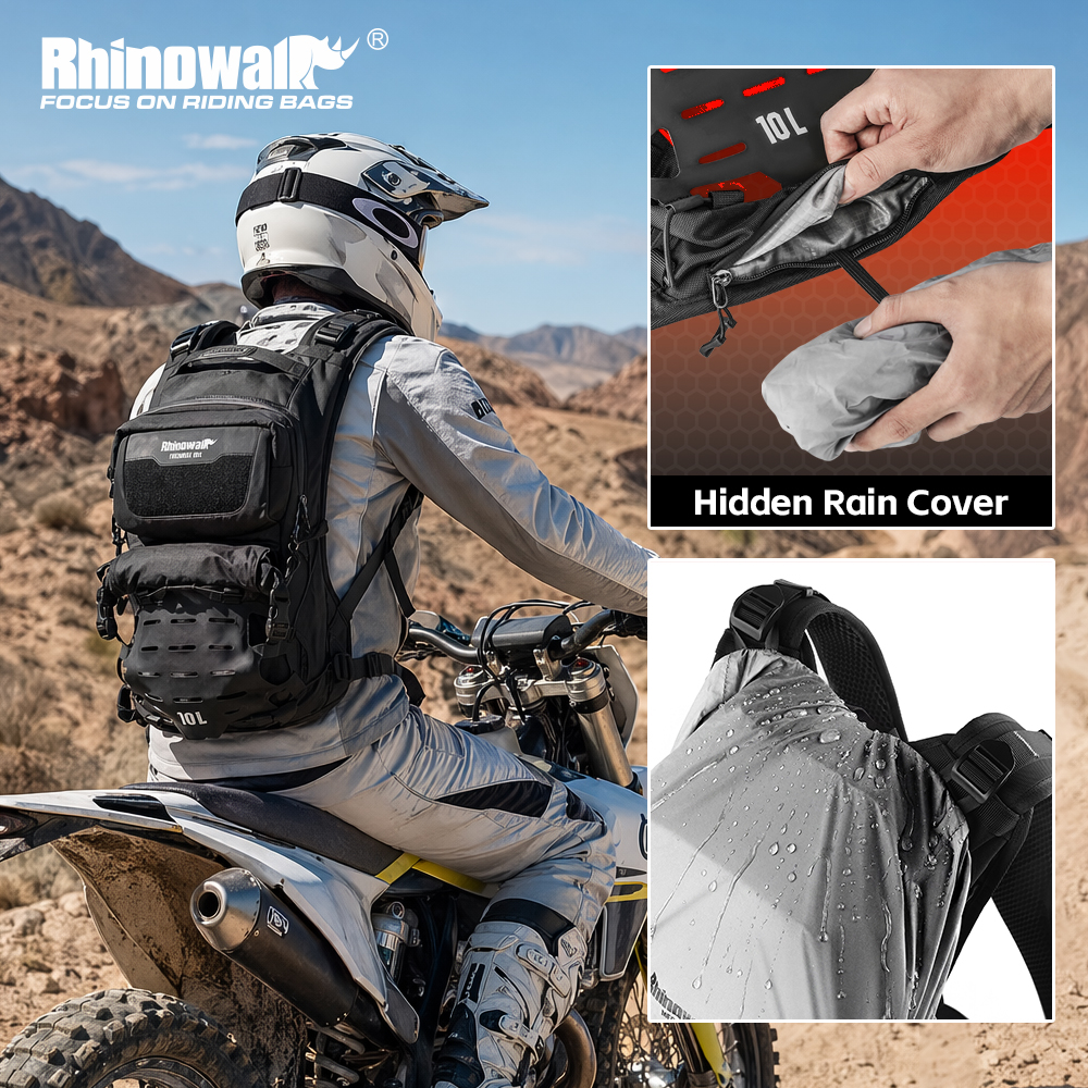 Motorcycle Gear Rain - Rhinowalk Waterproof Motorcycle Backpack 10L Tactical