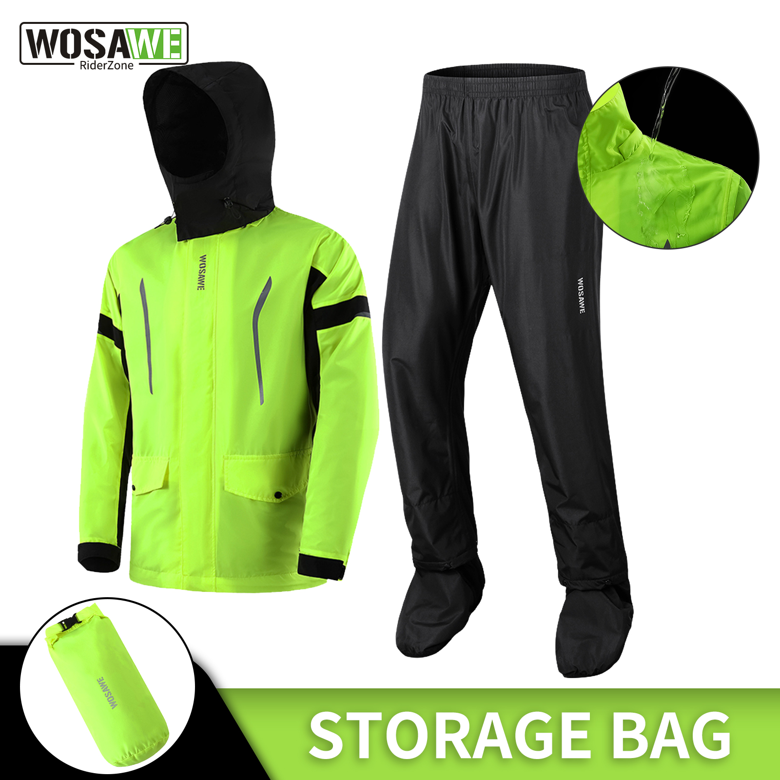Motorcycle Rain Suit - WOSAWE Motorcycle Raincoat Men Suit Rainstorm