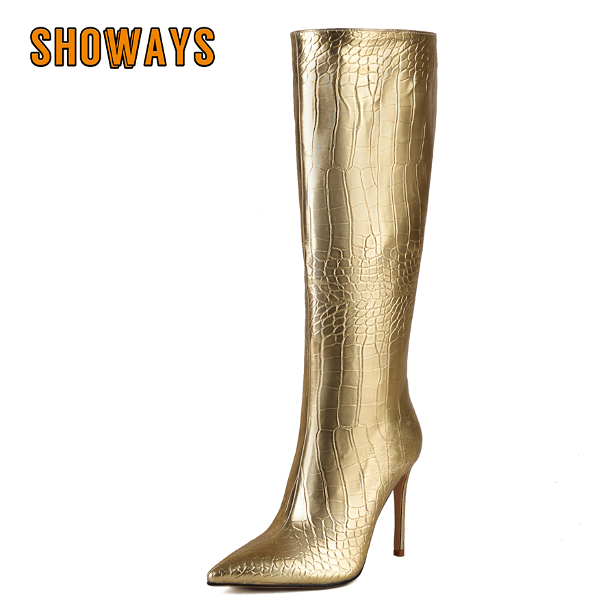 Shiny Silver Gold Women Knee H – Riding Boot Short Bewertung und Preis