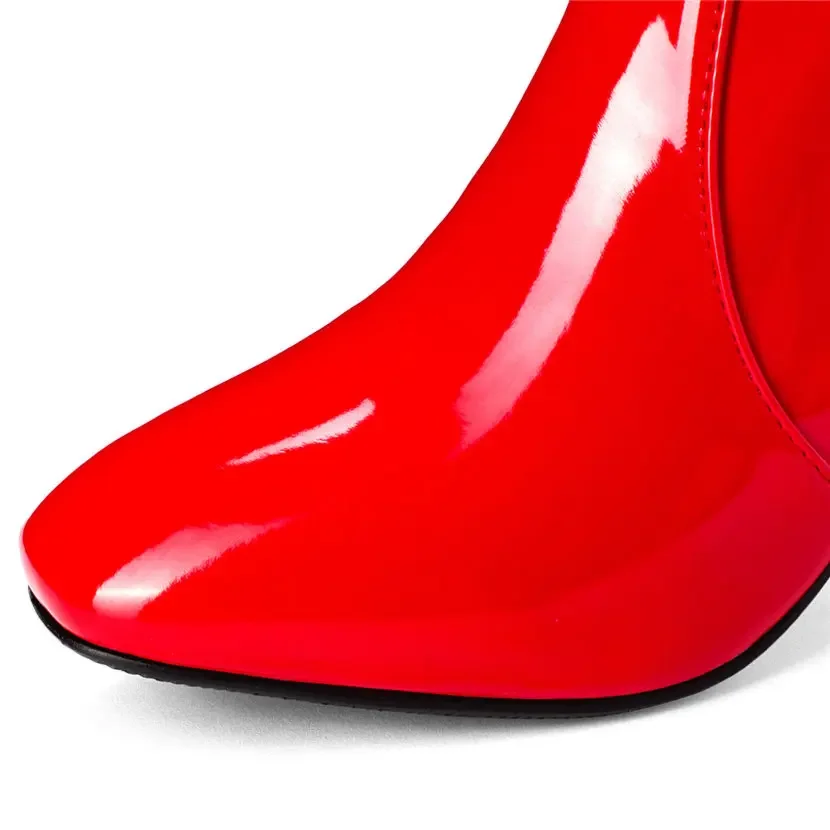 Red White Patent Leather Women – Riding Boot Short Bewertung und Preis