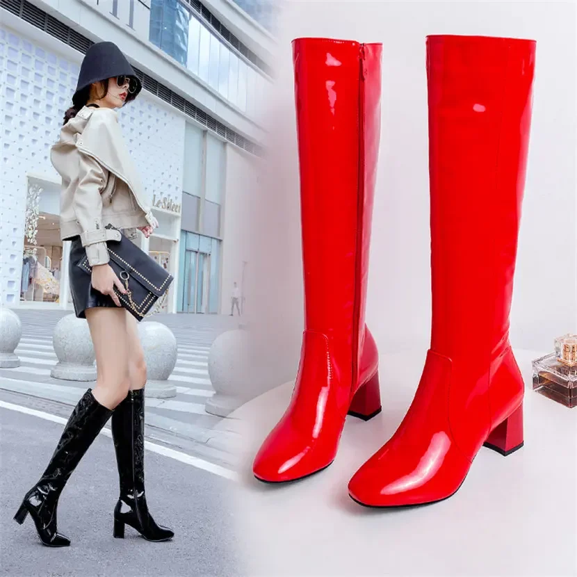 Red White Patent Leather Women – Riding Boot Short Bewertung und Preis